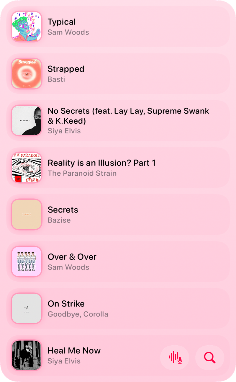 The Recent History widget from Shared at Extra Large Portrait size in the Pink tint, light appearance.