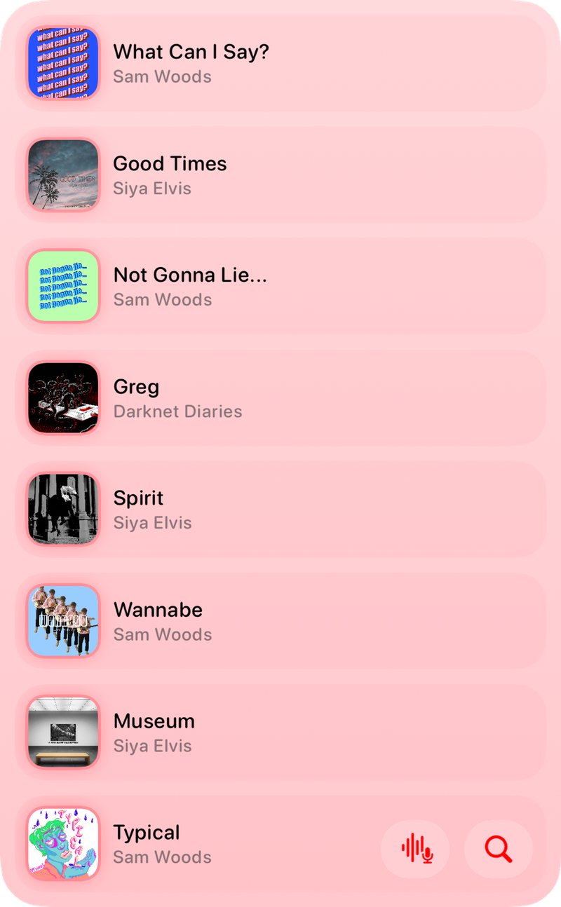 The Recent History widget from Shared at Extra Large Portrait size in the Red tint, light appearance.