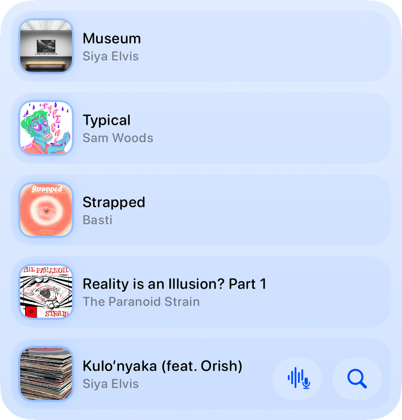 The Recent History widget from Shared at Large size in the Blue tint, light appearance.