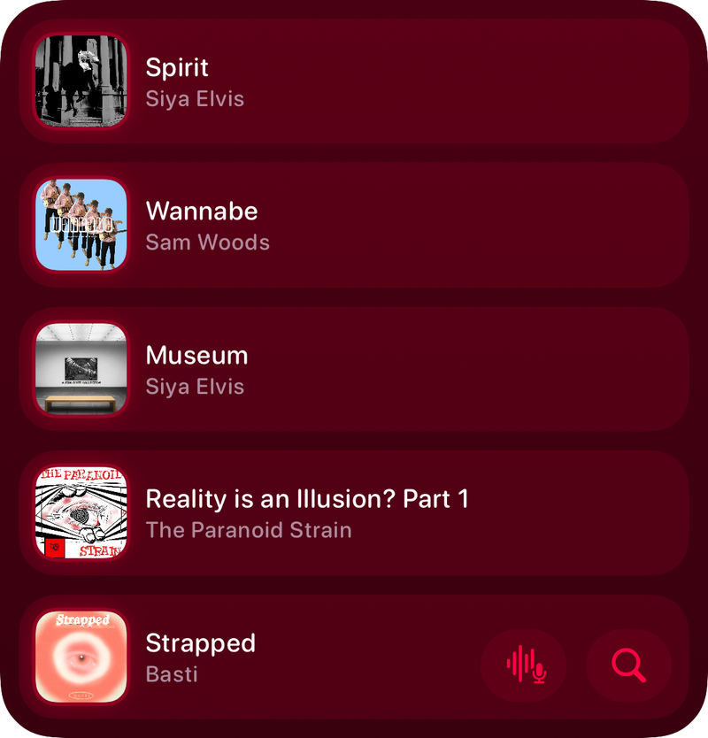 The Recent History widget from Shared at Large size in the Pink tint, dark appearance.