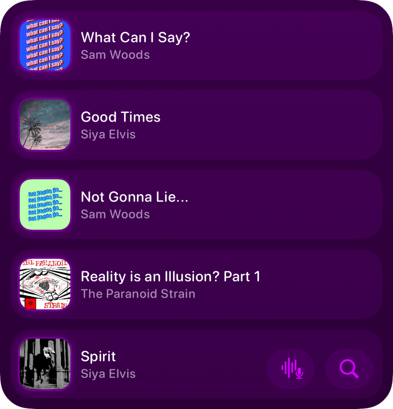 The Recent History widget from Shared at Large size in the Purple tint, dark appearance.