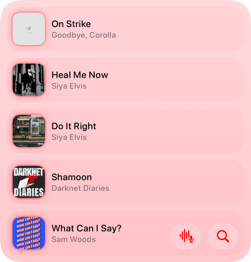 The Recent History widget from Shared at Large size in the Red tint, light appearance.