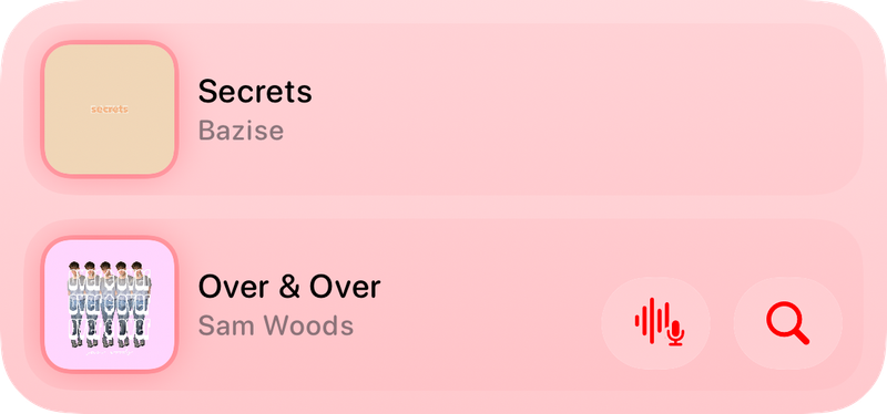 The Recent History widget from Shared at Medium size in the Red tint, light appearance.